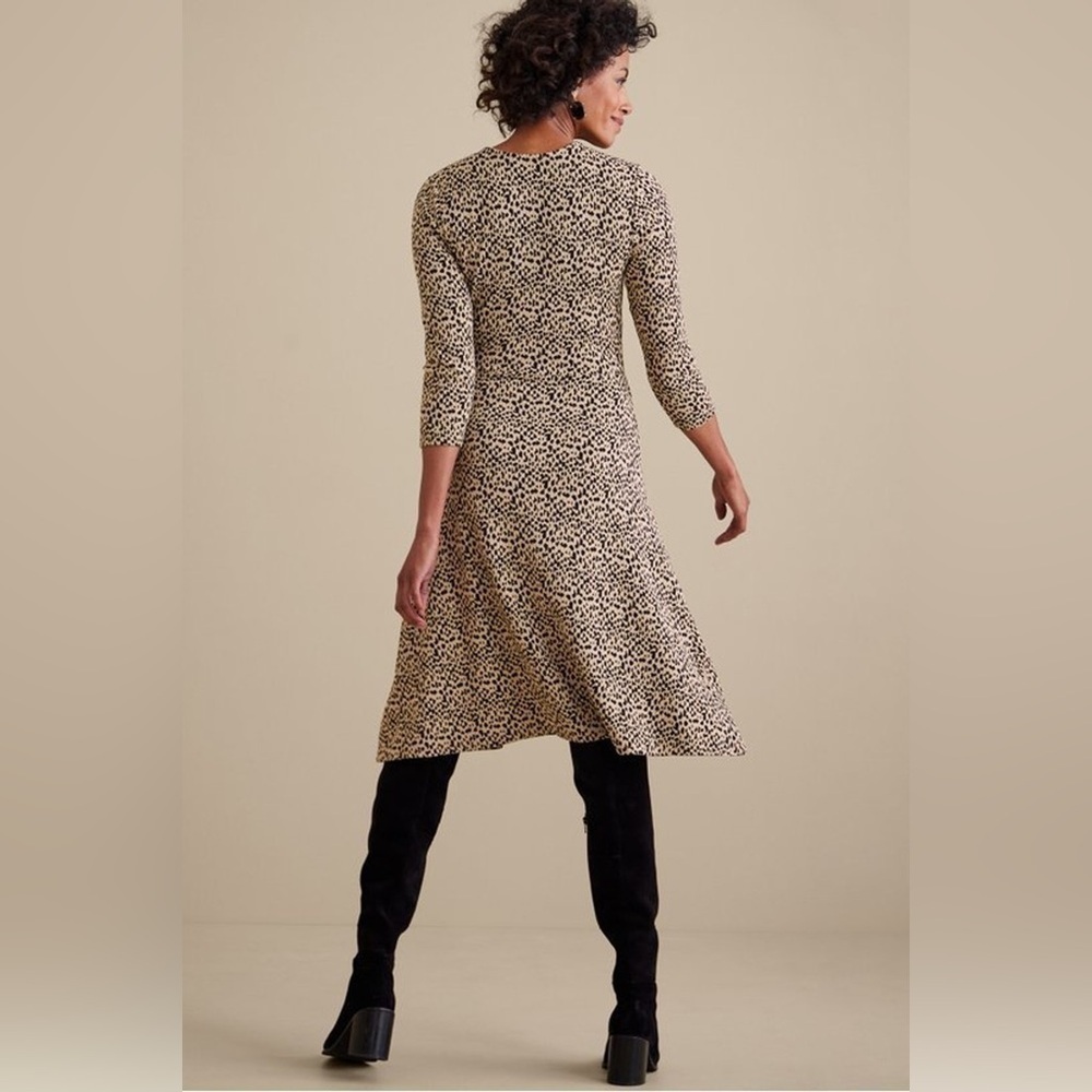 Soft Surroundings Damaria Wrap Dress Leopard Animal Print M 2FY01 midi - Picture 2 of 12